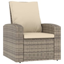 vidaXL Sillón reclinable jardín y cojines ratán sintético marrón claro