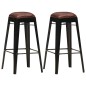 vidaXL Taburetes de cocina 2 unidades cuero auténtico negro vidaXL Taburetes de cocina 2 unidades cuero auténtico negro