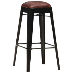 vidaXL Taburetes de cocina 2 unidades cuero auténtico negro