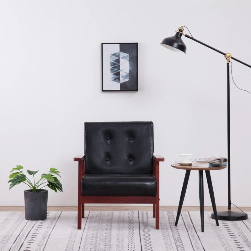 vidaXL Sillón de cuero sintético negro vidaXL Sillón de cuero sintético negro