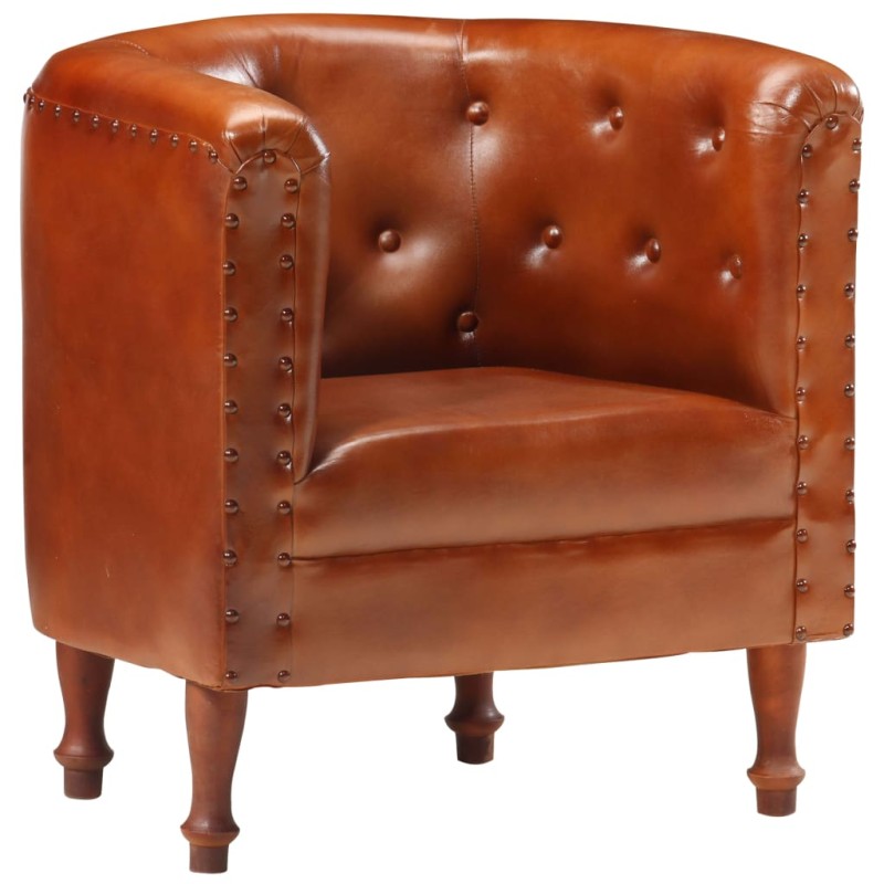vidaXL Sillón diseño de cubo cuero auténtico marrón vidaXL Sillón diseño de cubo cuero auténtico marrón