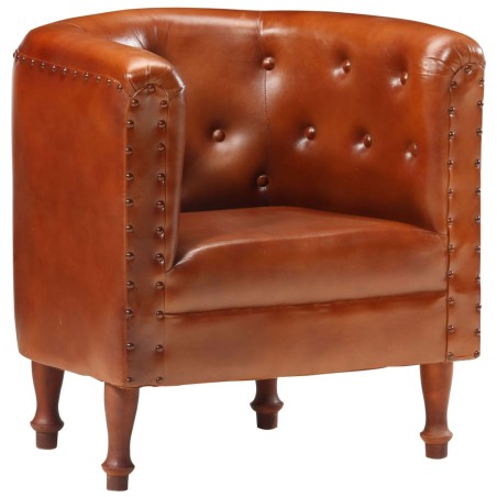 vidaXL Sillón diseño de cubo cuero auténtico marrón