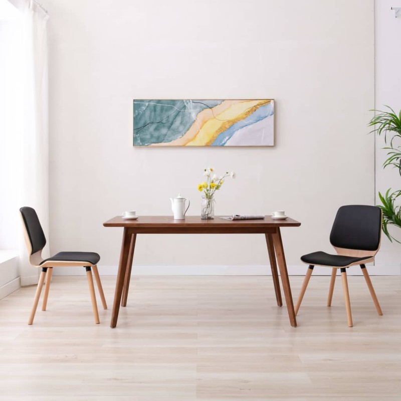 vidaXL Sillas de comedor 2 unidades cuero sintético negro vidaXL Sillas de comedor 2 unidades cuero sintético negro