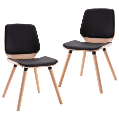 vidaXL Sillas de comedor 2 unidades cuero sintético negro