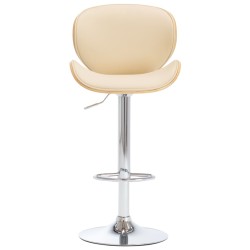 vidaXL Taburete de cocina cuero sintético color crema