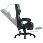 vidaXL Silla gaming con reposapiés cuero sintético verde y negro