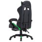 vidaXL Silla gaming con reposapiés cuero sintético verde y negro