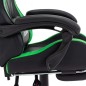 vidaXL Silla gaming con reposapiés cuero sintético verde y negro
