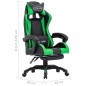 vidaXL Silla gaming con reposapiés cuero sintético verde y negro