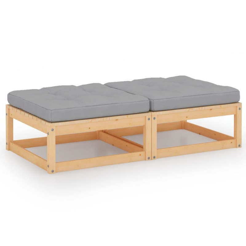 vidaXL Reposapiés de jardín con cojines 2 uds madera maciza de pino vidaXL Reposapiés de jardín con cojines 2 uds madera maciza de pino
