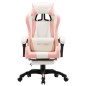 vidaXL Silla gaming con reposapiés cuero sintético rosa y blanco vidaXL Silla gaming con reposapiés cuero sintético rosa y blanco