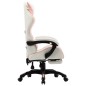 vidaXL Silla gaming con reposapiés cuero sintético rosa y blanco vidaXL Silla gaming con reposapiés cuero sintético rosa y blanco