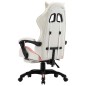 vidaXL Silla gaming con reposapiés cuero sintético rosa y blanco vidaXL Silla gaming con reposapiés cuero sintético rosa y blanco