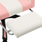 vidaXL Silla gaming con reposapiés cuero sintético rosa y blanco vidaXL Silla gaming con reposapiés cuero sintético rosa y blanco
