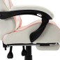 vidaXL Silla gaming con reposapiés cuero sintético rosa y blanco vidaXL Silla gaming con reposapiés cuero sintético rosa y blanco