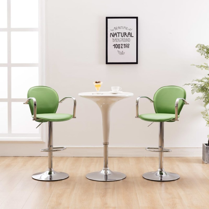 vidaXL Taburetes cocina con reposabrazos 2 uds cuero sintético verde vidaXL Taburetes cocina con reposabrazos 2 uds cuero sintético verde