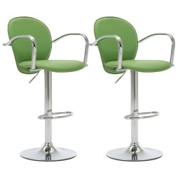 vidaXL Taburetes cocina con reposabrazos 2 uds cuero sintético verde