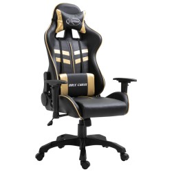 vidaXL Silla de gaming de cuero sintético dorado