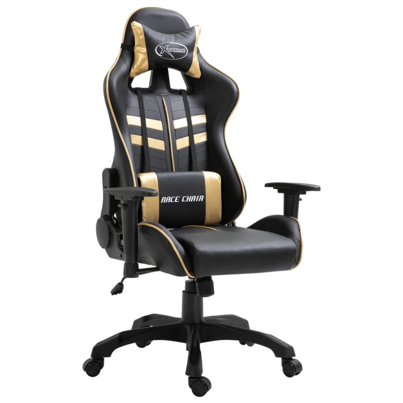 vidaXL Silla de gaming de cuero sintético dorado vidaXL Silla de gaming de cuero sintético dorado