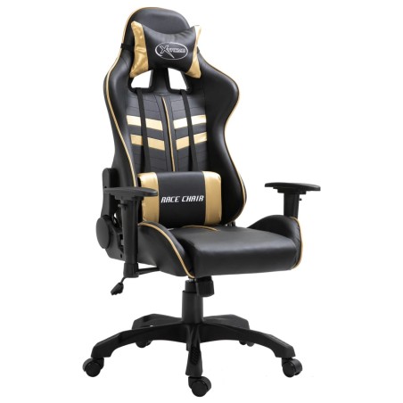 vidaXL Silla de gaming de cuero sintético dorado