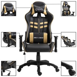vidaXL Silla de gaming de cuero sintético dorado