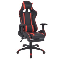 vidaXL Silla de oficina racing reclinable con reposapiés rojo