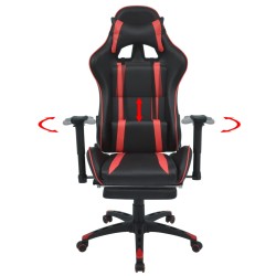 vidaXL Silla de oficina racing reclinable con reposapiés rojo