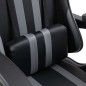 vidaXL Silla de gaming de cuero sintético gris