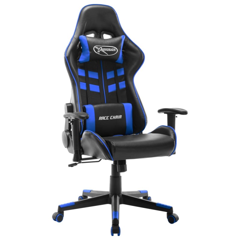 vidaXL Silla de gaming de cuero sintético negro y azul vidaXL Silla de gaming de cuero sintético negro y azul
