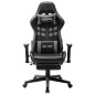 vidaXL Silla de gaming con reposapiés cuero sintético negro y gris