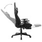 vidaXL Silla de gaming con reposapiés cuero sintético negro y gris