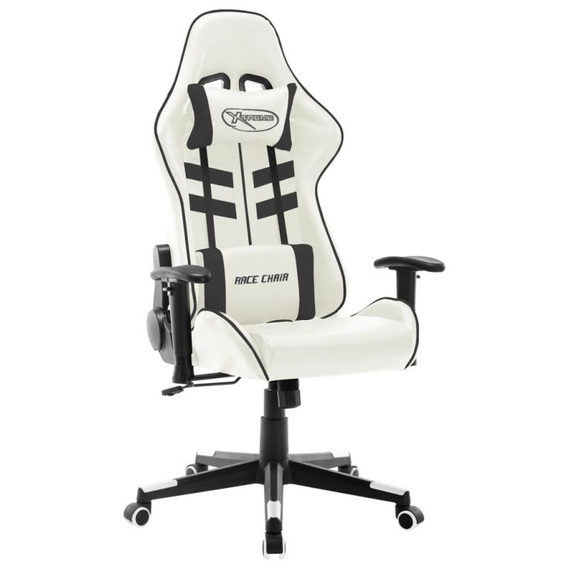 vidaXL Silla de gaming de cuero sintético blanco y negro vidaXL Silla de gaming de cuero sintético blanco y negro