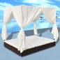vidaXL Tumbona con cortinas de ratán sintético marrón vidaXL Tumbona con cortinas de ratán sintético marrón