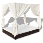 vidaXL Tumbona con cortinas de ratán sintético marrón vidaXL Tumbona con cortinas de ratán sintético marrón