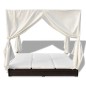 vidaXL Tumbona con cortinas de ratán sintético marrón vidaXL Tumbona con cortinas de ratán sintético marrón