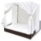 vidaXL Tumbona con cortinas de ratán sintético marrón vidaXL Tumbona con cortinas de ratán sintético marrón