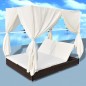 vidaXL Tumbona con cortinas de ratán sintético marrón vidaXL Tumbona con cortinas de ratán sintético marrón