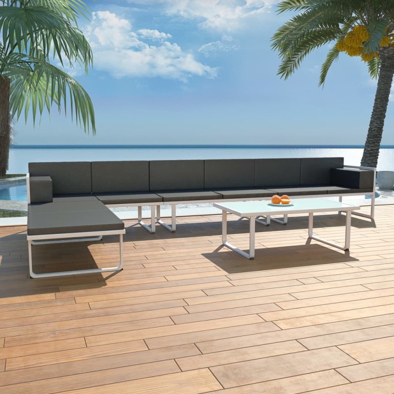 vidaXL Set de muebles de jardín 5 piezas textilene aluminio negro vidaXL Set de muebles de jardín 5 piezas textilene aluminio negro