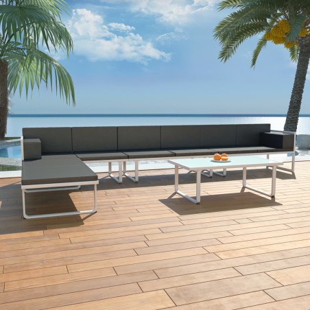 vidaXL Set de muebles de jardín 5 piezas textilene aluminio negro