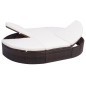 vidaXL Tumbona de jardín con cortinas de ratán sintético marrón vidaXL Tumbona de jardín con cortinas de ratán sintético marrón