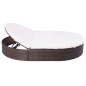 vidaXL Tumbona de jardín con cortinas de ratán sintético marrón vidaXL Tumbona de jardín con cortinas de ratán sintético marrón