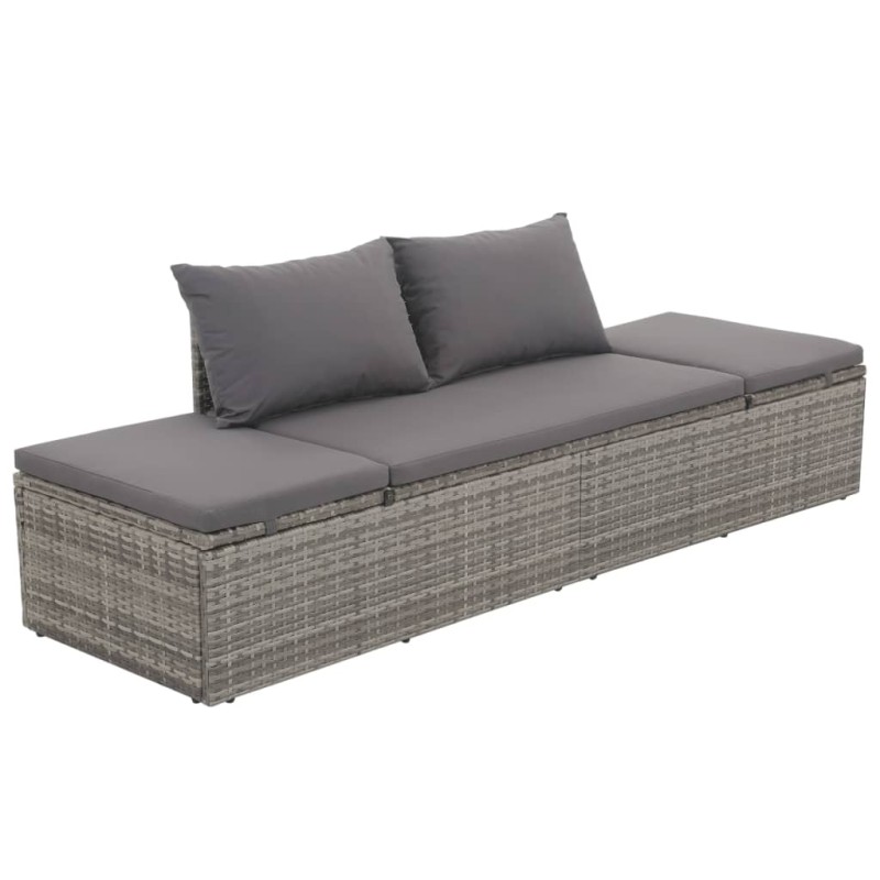vidaXL Cama de jardín 195x60 cm ratán sintético gris vidaXL Cama de jardín 195x60 cm ratán sintético gris