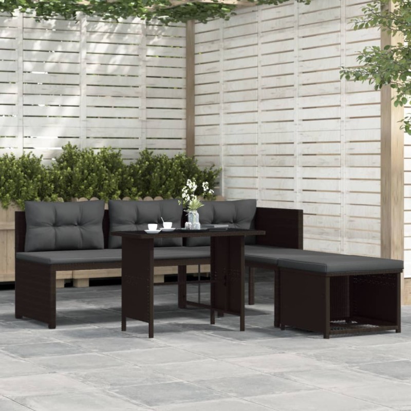 vidaXL Set de muebles de jardín 4 piezas ratán sintético marrón vidaXL Set de muebles de jardín 4 piezas ratán sintético marrón