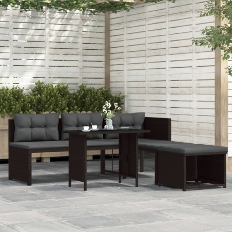 vidaXL Set de muebles de jardín 4 piezas ratán sintético marrón