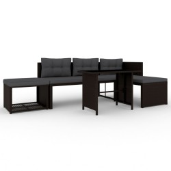 vidaXL Set de muebles de jardín 4 piezas ratán sintético marrón