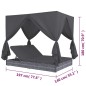 vidaXL Tumbona cama con cortinas de ratán sintético gris vidaXL Tumbona cama con cortinas de ratán sintético gris