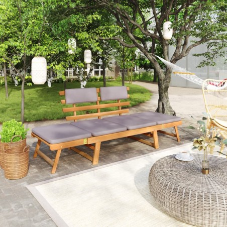vidaXL Sofá cama de jardín 2 en 1 con cojín madera maciza acacia 190cm