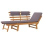 vidaXL Sofá cama de jardín 2 en 1 con cojín madera maciza acacia 190cm vidaXL Sofá cama de jardín 2 en 1 con cojín madera maciza acacia 190cm