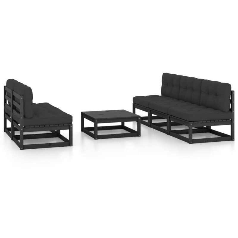 vidaXL Juego de muebles de jardín 6 pzas y cojines madera pino maciza vidaXL Juego de muebles de jardín 6 pzas y cojines madera pino maciza