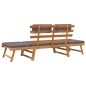 vidaXL Sofá cama de jardín 2 en 1 con cojín madera maciza acacia 190cm vidaXL Sofá cama de jardín 2 en 1 con cojín madera maciza acacia 190cm